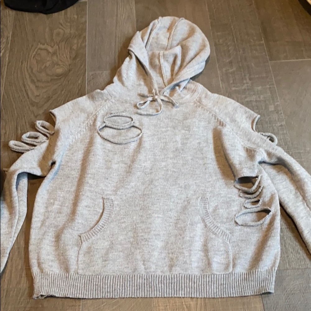 Gray sweater with rips